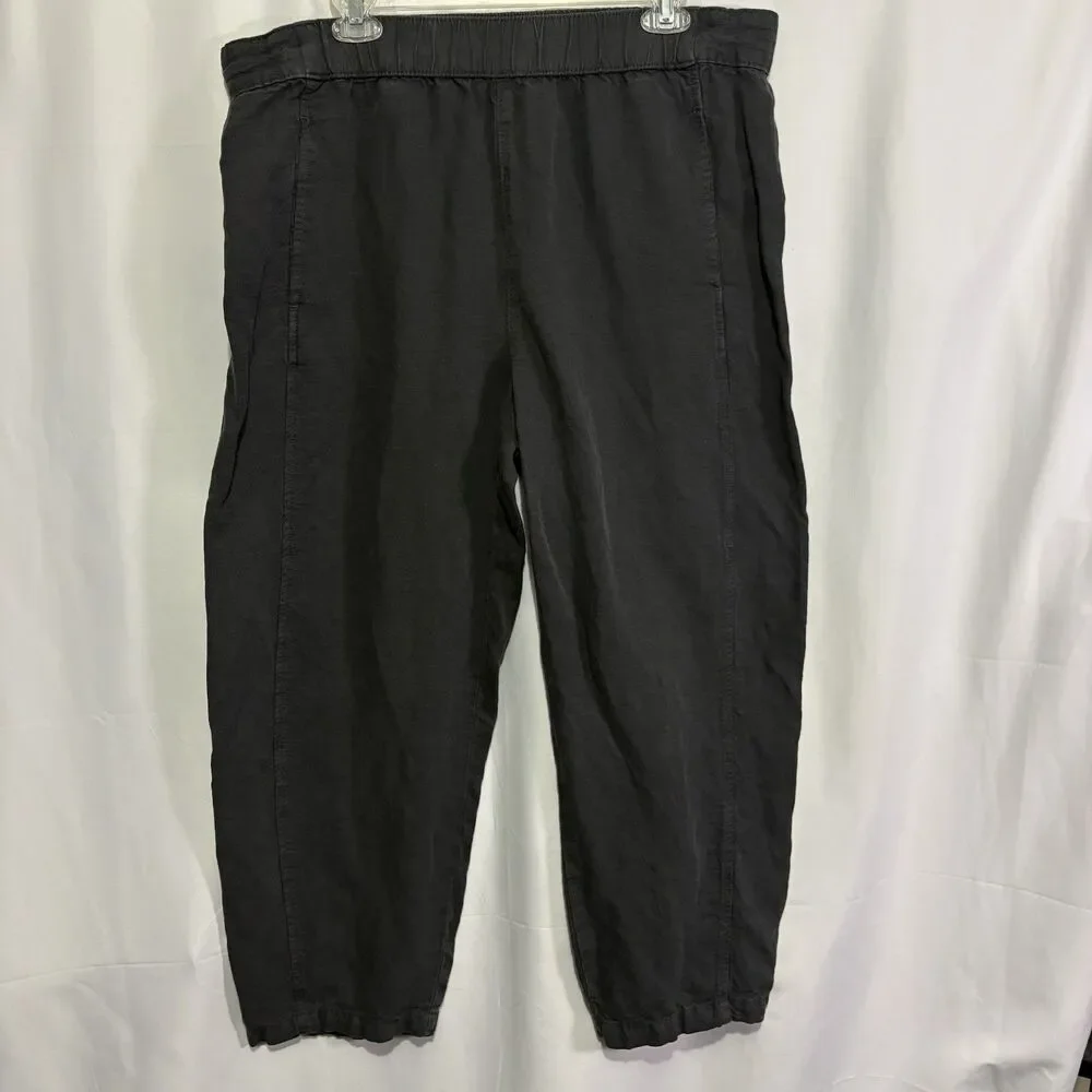 C&C California Linen Blend Pull On Pants Women XL Faded Black Coastal Lagenlook